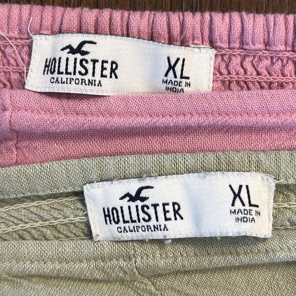 Y2K Hollister Linen Blend Crop top mint green & Pink stretch set size XL Lot - Picture 2 of 8